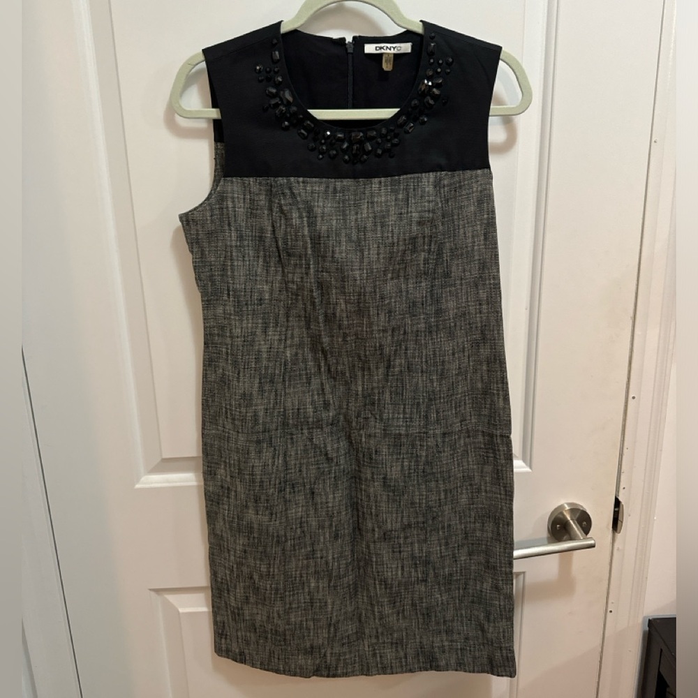 DKNYC Black and Gray Embellished Midi Dress